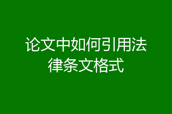 论文中如何引用法律条文格式