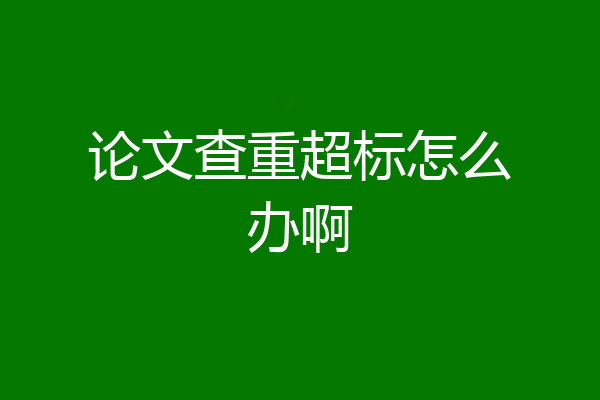 论文查重超标怎么办啊