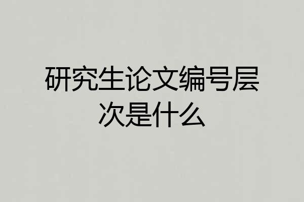 研究生论文编号层次是什么
