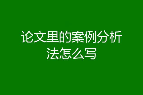 论文里的案例分析法怎么写