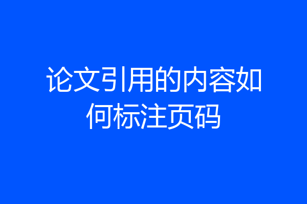 论文引用的内容如何标注页码