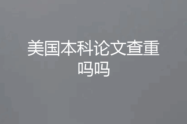 美国本科论文查重吗吗