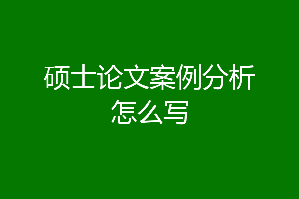硕士论文案例分析怎么写
