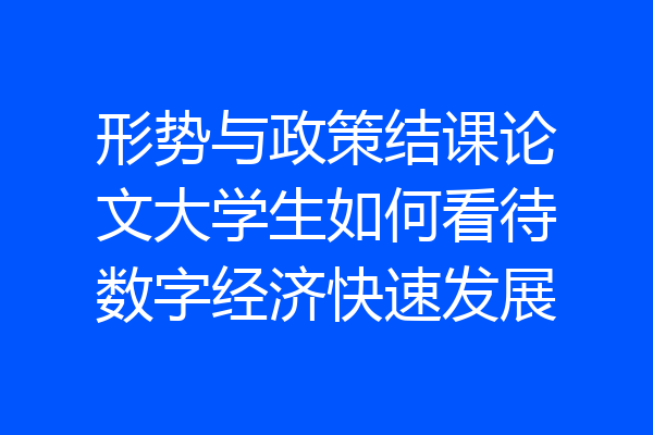 形势与政策结课论文大学生如何看待数字经济快速发展