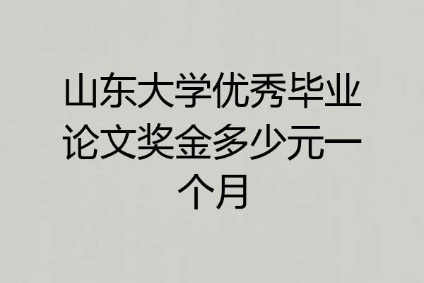 山东大学优秀毕业论文奖金多少元一个月