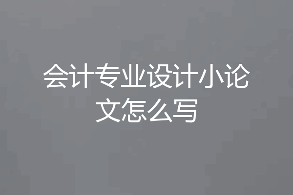 会计专业设计小论文怎么写