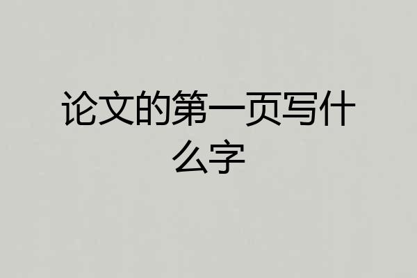 论文的第一页写什么字