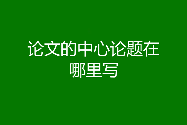 论文的中心论题在哪里写