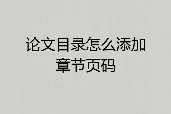 论文目录怎么添加章节页码