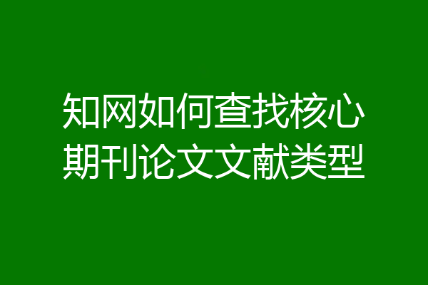 知网如何查找核心期刊论文文献类型