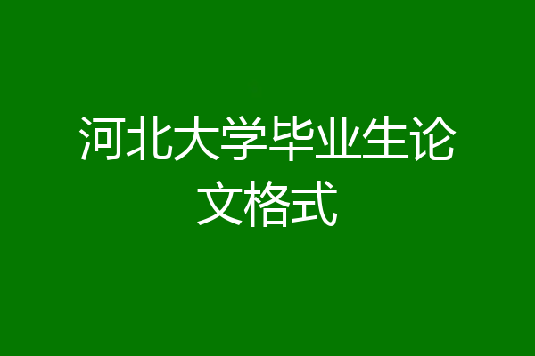 河北大学毕业生论文格式