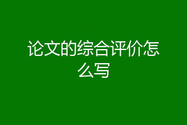 论文的综合评价怎么写