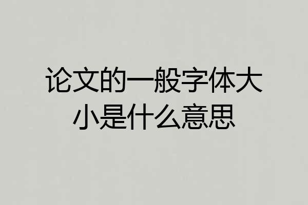 论文的一般字体大小是什么意思