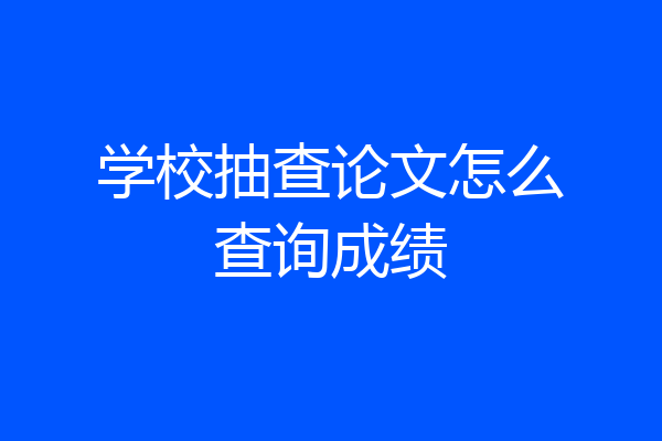 学校抽查论文怎么查询成绩