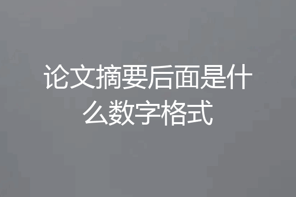 论文摘要后面是什么数字格式