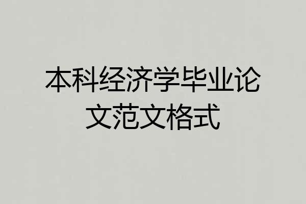 本科经济学毕业论文范文格式