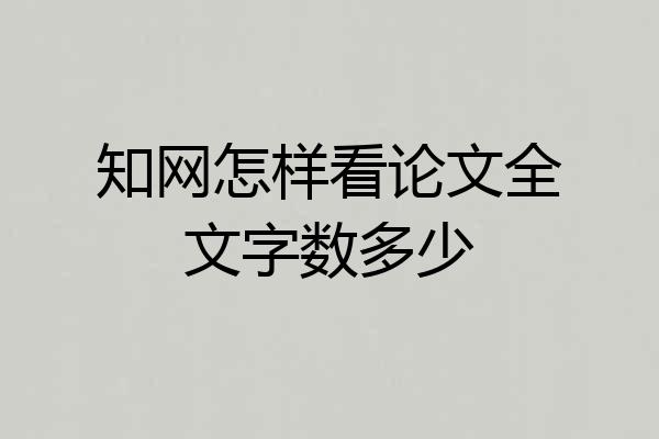 知网怎样看论文全文字数多少