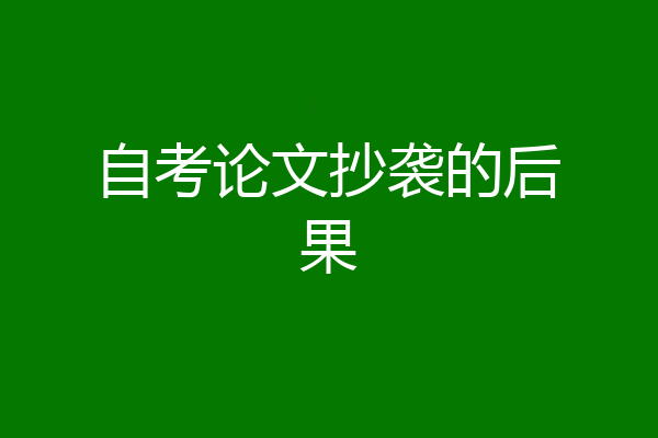 自考论文抄袭的后果