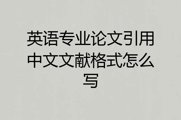 英语专业论文引用中文文献格式怎么写