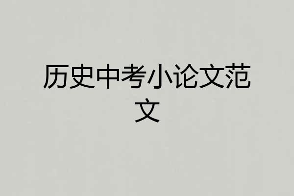 历史中考小论文范文