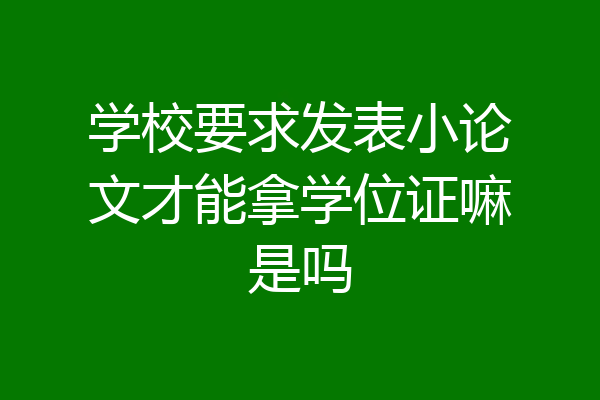 学校要求发表小论文才能拿学位证嘛是吗