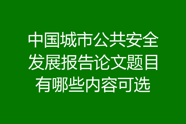 中国城市公共安全发展报告论文题目有哪些内容可选