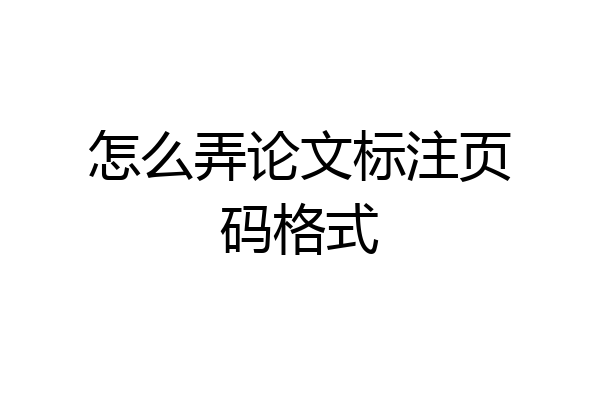 怎么弄论文标注页码格式