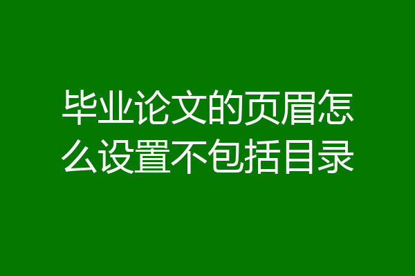 毕业论文的页眉怎么设置不包括目录