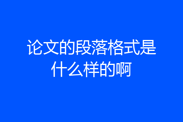 论文的段落格式是什么样的啊