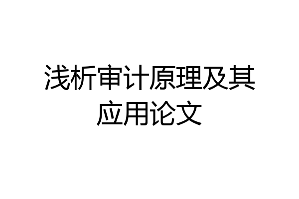 浅析审计原理及其应用论文