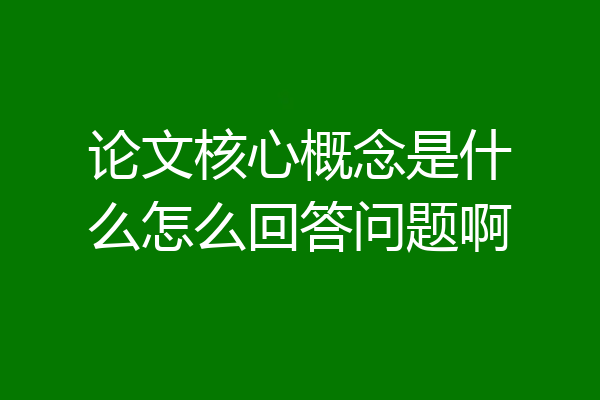 论文核心概念是什么怎么回答问题啊