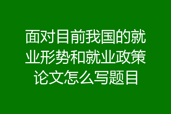 面对目前我国的就业形势和就业政策论文怎么写题目