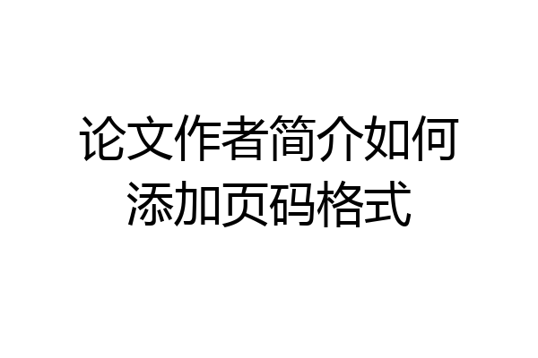 论文作者简介如何添加页码格式
