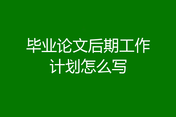 毕业论文后期工作计划怎么写