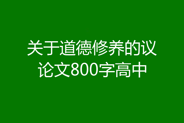 关于道德修养的议论文800字高中