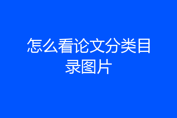 怎么看论文分类目录图片