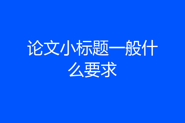 论文小标题一般什么要求