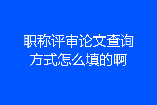 职称评审论文查询方式怎么填的啊
