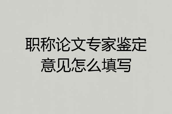 职称论文专家鉴定意见怎么填写