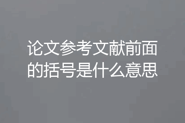 论文参考文献前面的括号是什么意思