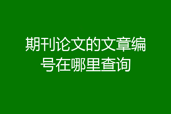期刊论文的文章编号在哪里查询