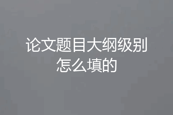 论文题目大纲级别怎么填的