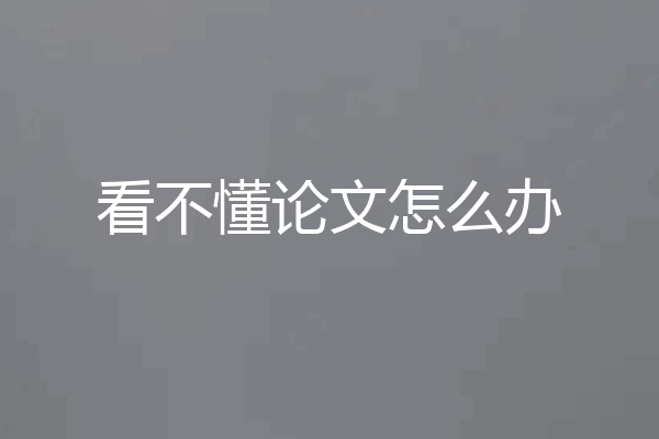 看不懂论文怎么办