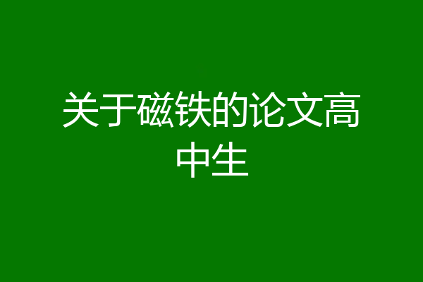 关于磁铁的论文高中生