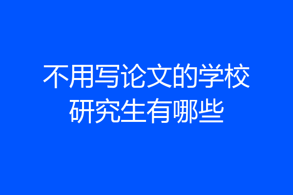 不用写论文的学校研究生有哪些