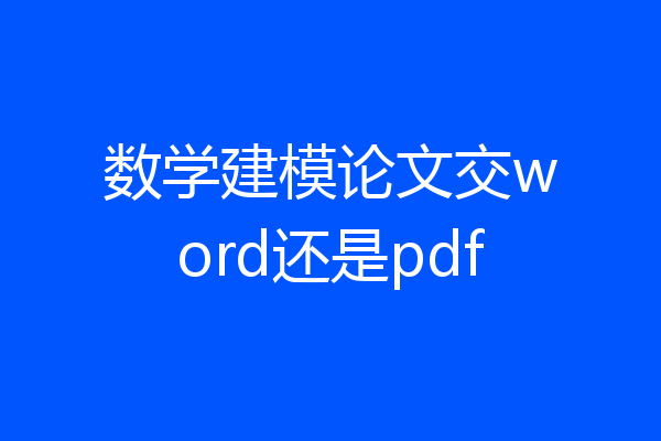 数学建模论文交word还是pdf