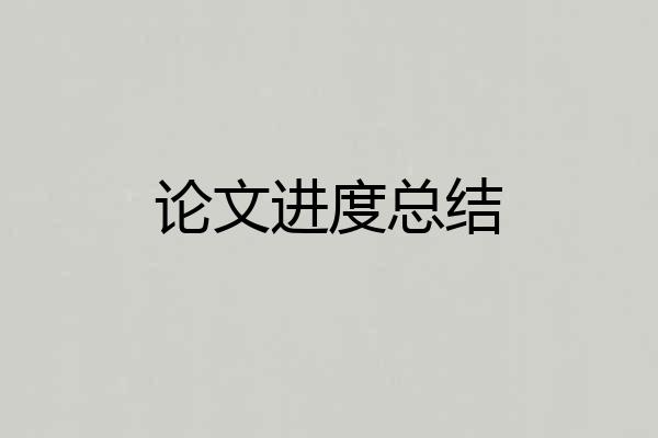 论文进度总结