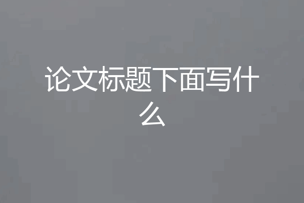 论文标题下面写什么
