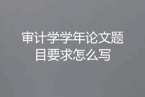 审计学学年论文题目要求怎么写