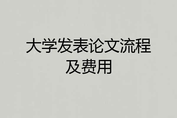 大学发表论文流程及费用